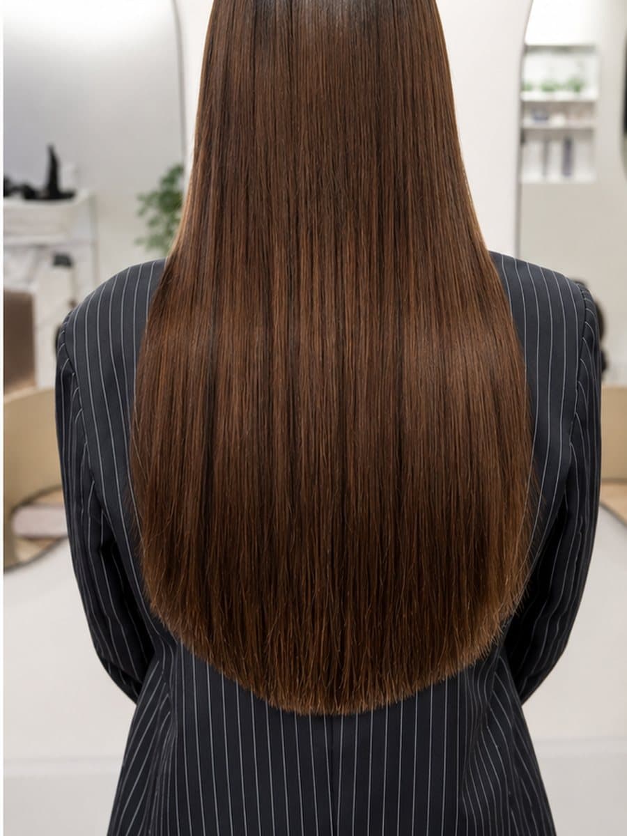 Après : Brun long et lisse