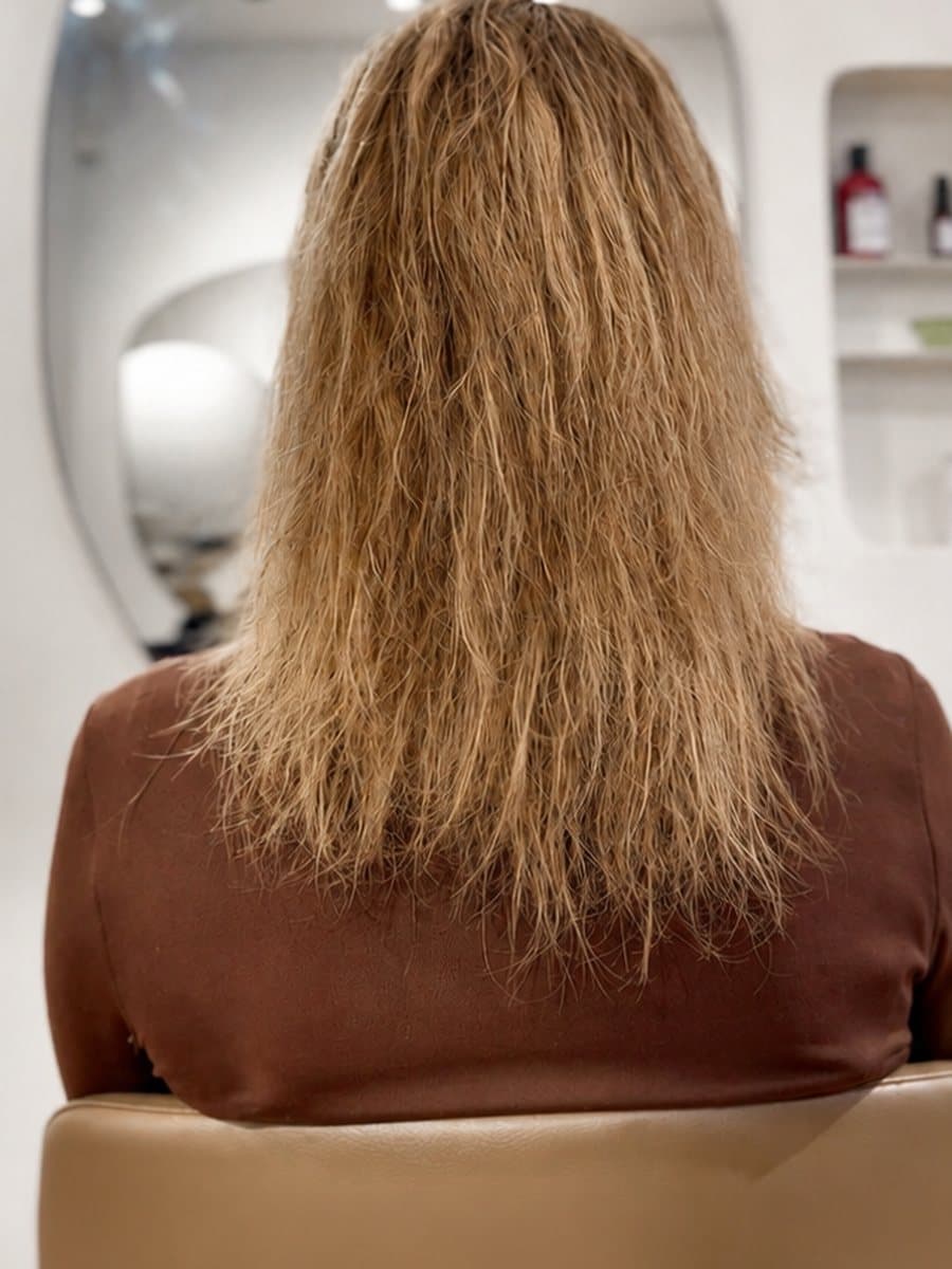Avant : Blond gonflant et cassé